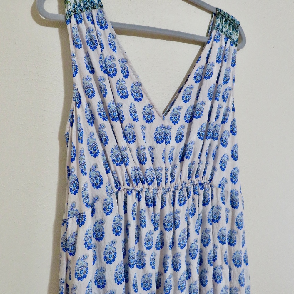 Anthropologie Lined Tiered Sleeveless Floral Maxi Dress Perfect 1X - Picture 5 of 11
